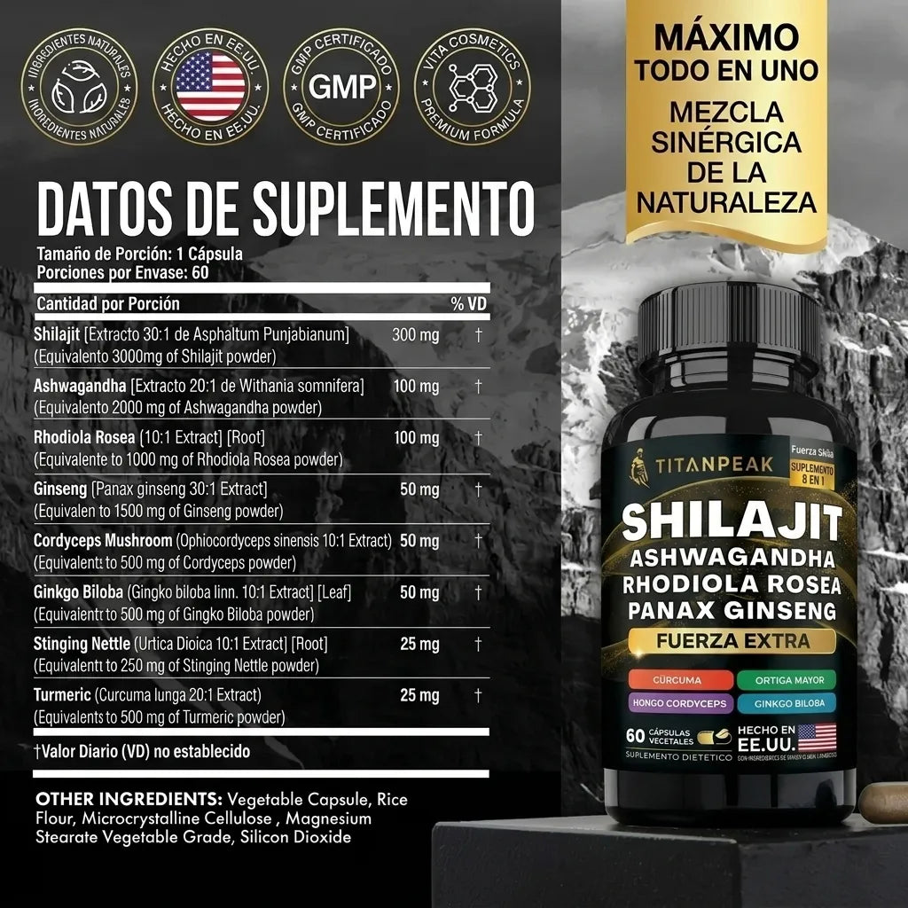 TITANPEAK ShilaStrength 9000mg – Shilajit Puro de Máxima Potencia