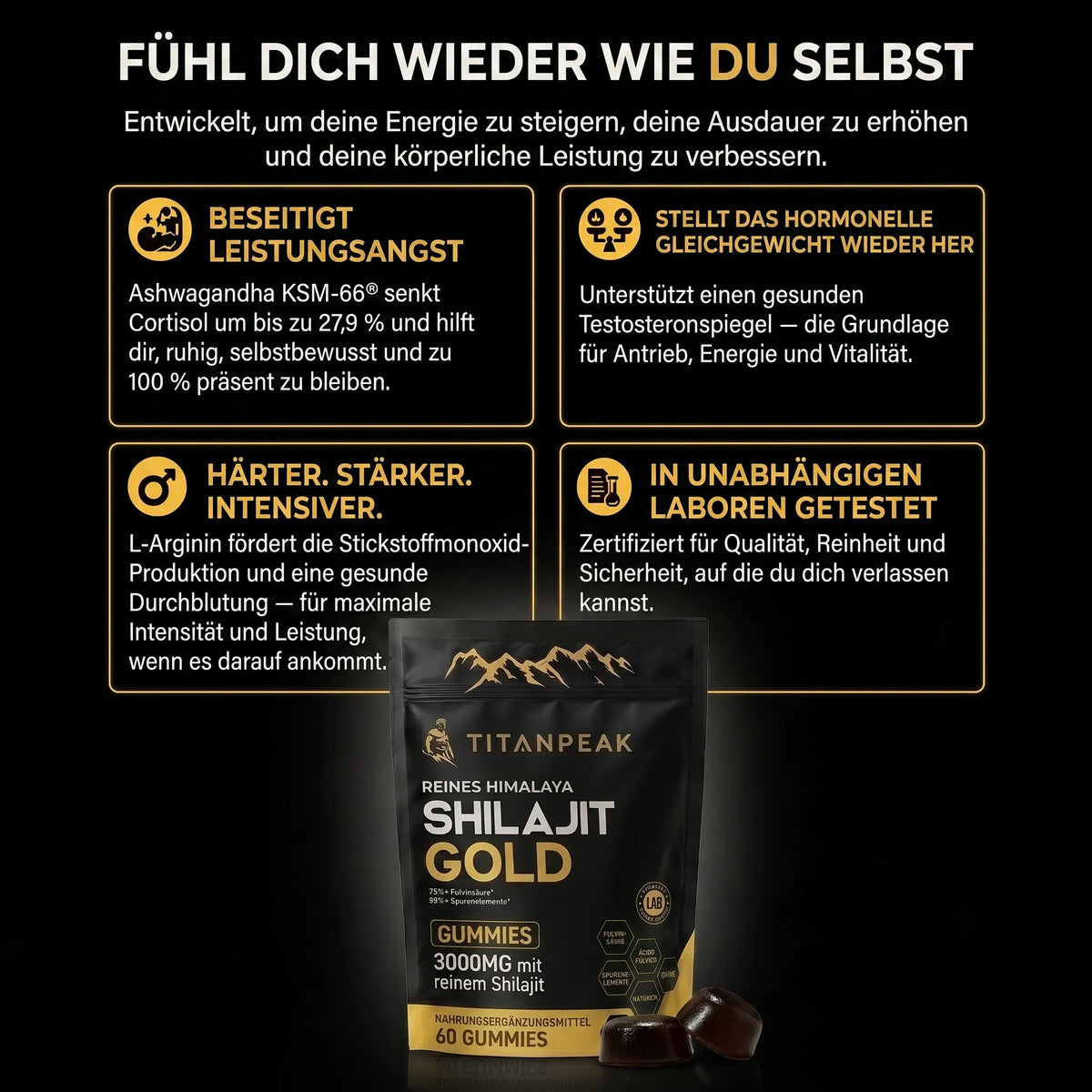 TITAN PEAK LEISTUNGS-GUMMIES — 6-IN-1-UNTERSTÜTZUNG FÜR MÄNNER