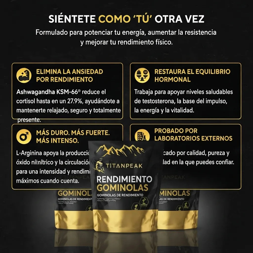 TITAN PEAK GOMITAS DE RENDIMIENTO — SOPORTE 6 EN 1 PARA HOMBRES
