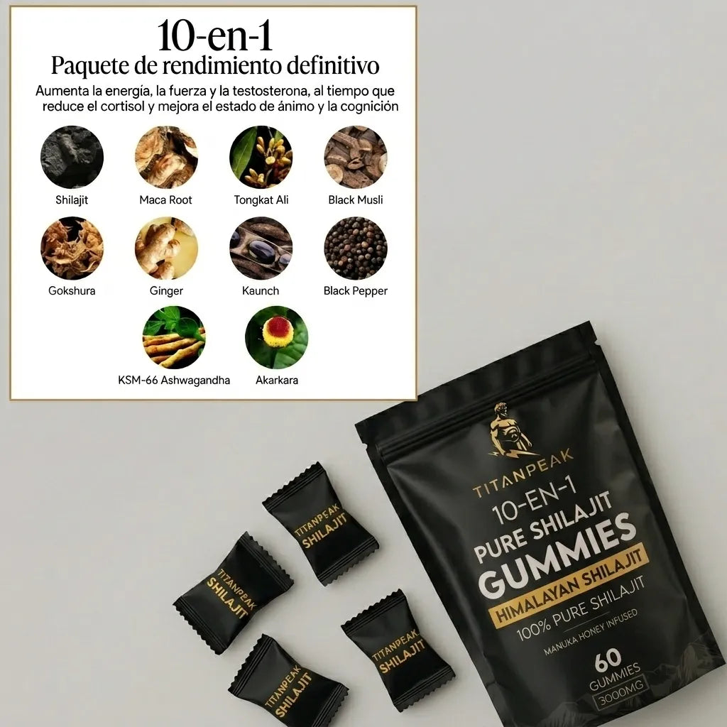 TITAN PEAK SHILAJIT® POTENCIADOR DE TESTOSTERONA 10 EN 1